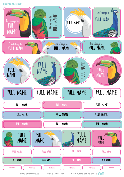 Show details for Tropical Birds Multi-Purpose Stickers