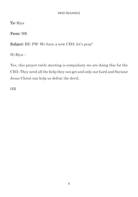 Show details for Kind Regards?